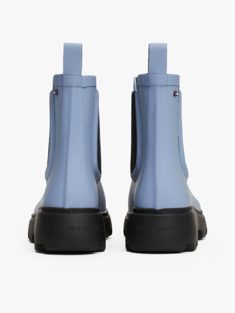 Blue Rubberised Flag Cleat Rain Boots  Women