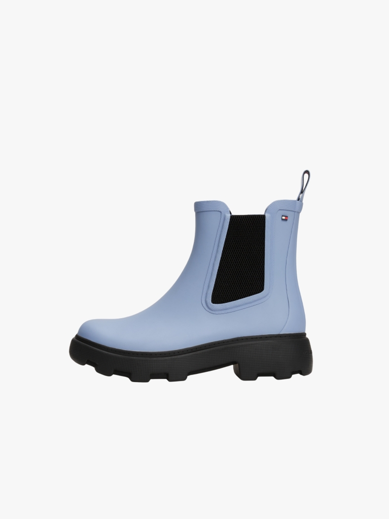 Blue Rubberised Flag Cleat Rain Boots  Women