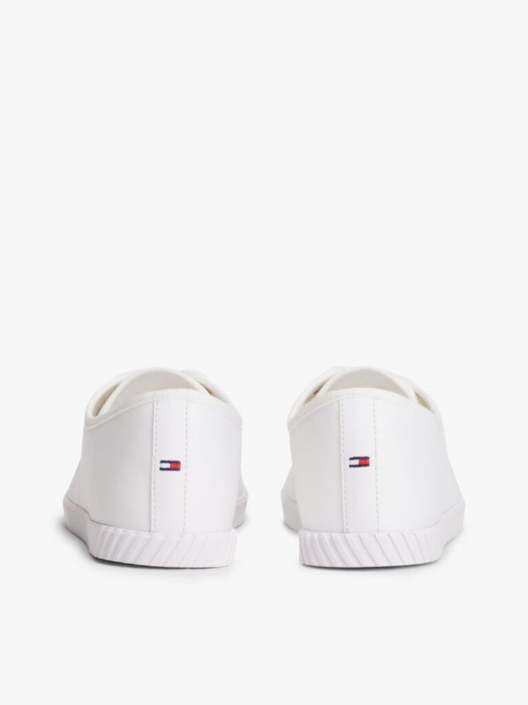 White Canvas Flag Embroidery Trainers  Women