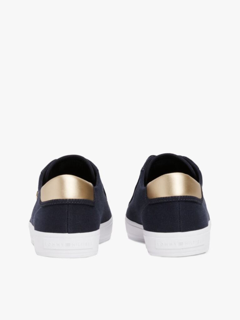 Blue Canvas Metallic Heel Trainers  Women