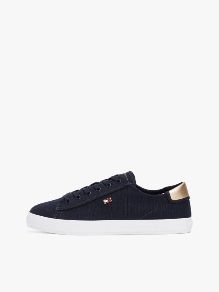 Blue Canvas Metallic Heel Trainers  Women