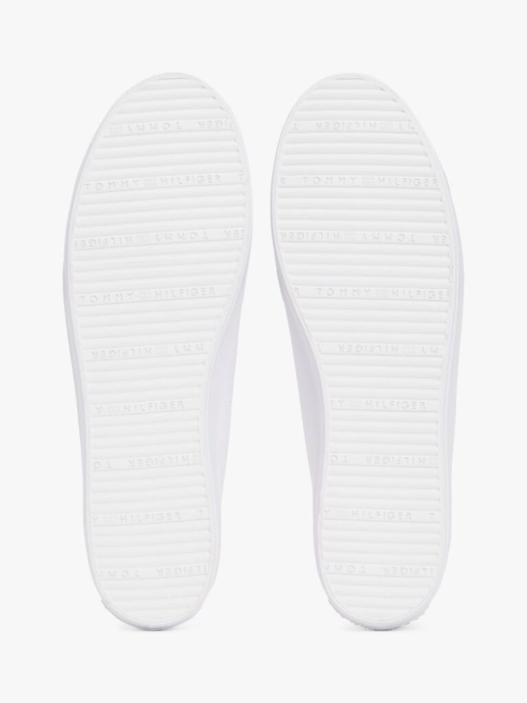 White Canvas Metallic Heel Trainers  Women