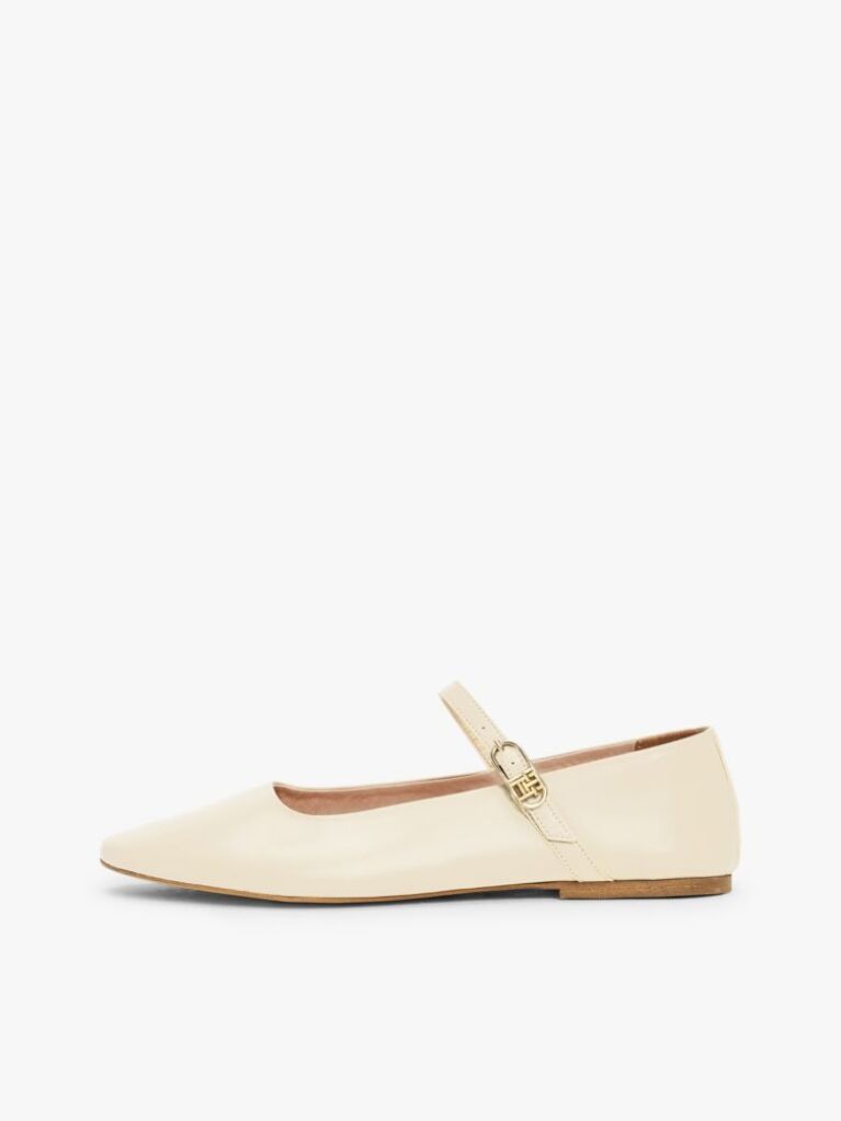 Beige Leather Mary Jane Ballerinas  Women