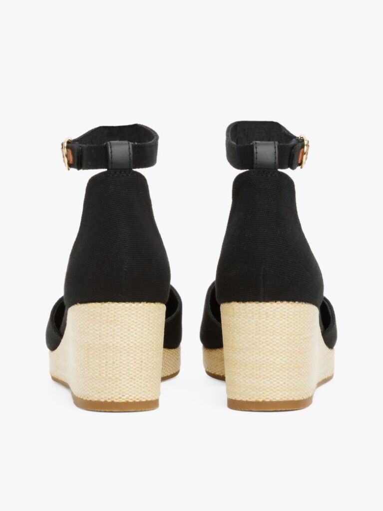 Black Canvas Espadrille Wedge Sandals  Women