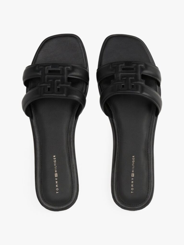 Black Leather TH Monogram Mules  Women