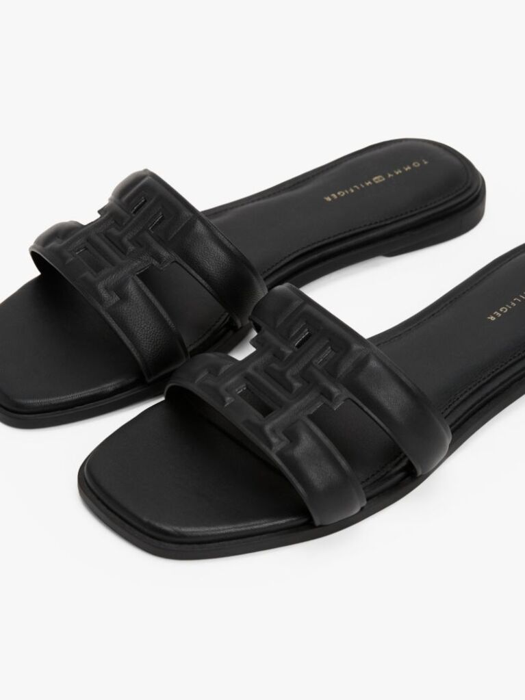 Black Leather TH Monogram Mules  Women