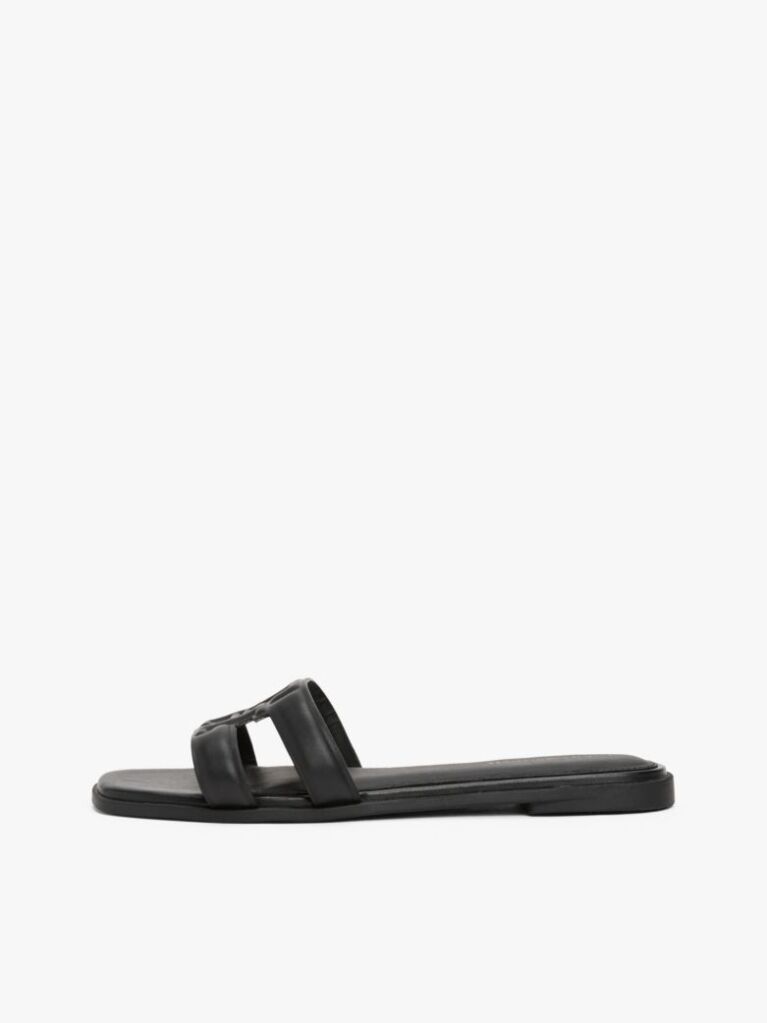 Black Leather TH Monogram Mules  Women
