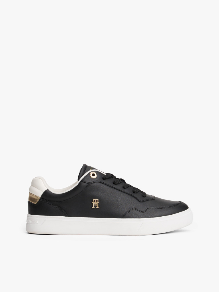 Μαύρο Δερμάτινα Sneakers Με Colour-Pop Λεπτομέρειες  Γυναίκες