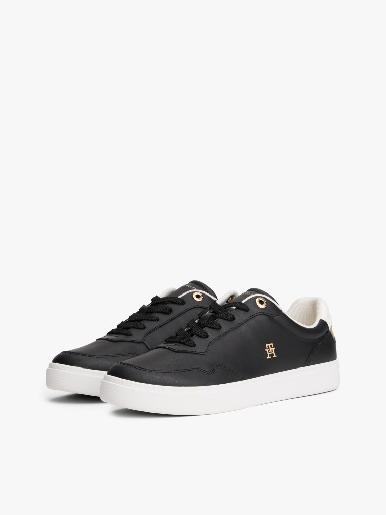Μαύρο Δερμάτινα Sneakers Με Colour-Pop Λεπτομέρειες  Γυναίκες