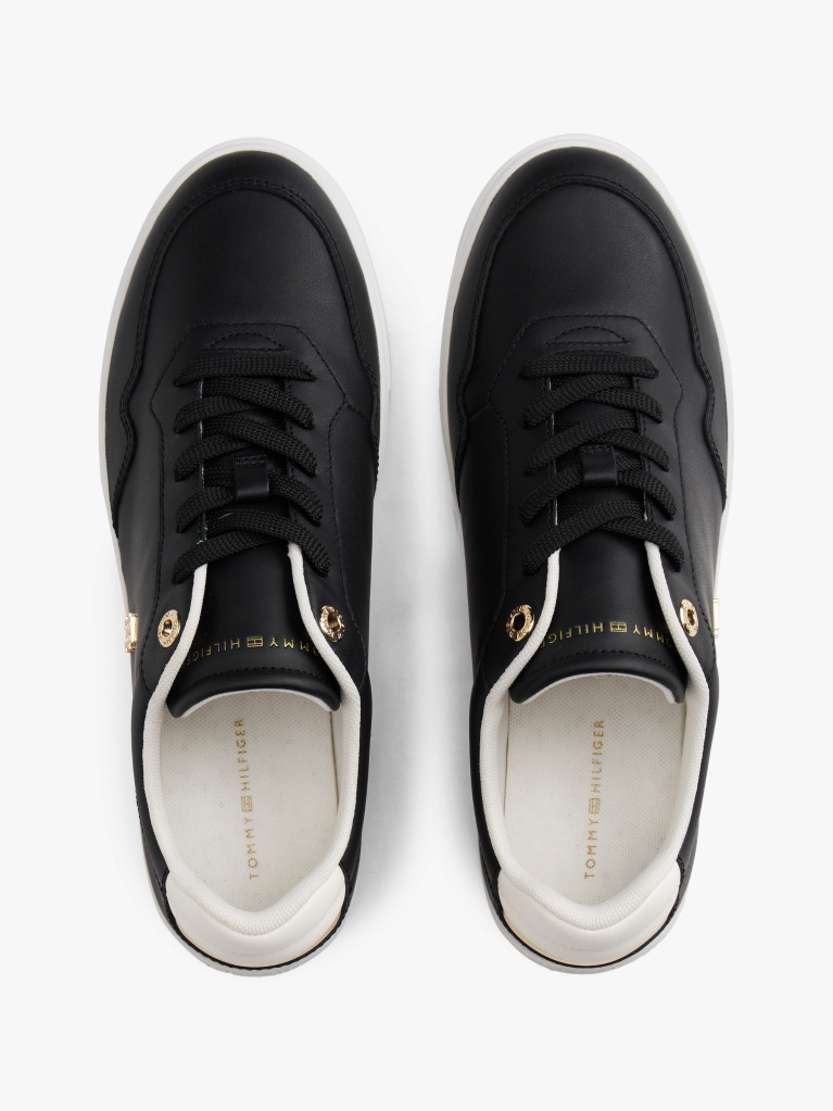 Μαύρο Δερμάτινα Sneakers Με Colour-Pop Λεπτομέρειες  Γυναίκες