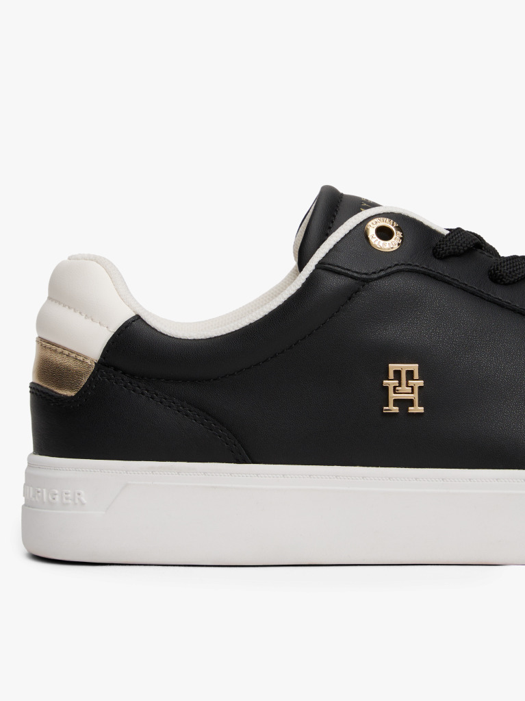 Μαύρο Δερμάτινα Sneakers Με Colour-Pop Λεπτομέρειες  Γυναίκες