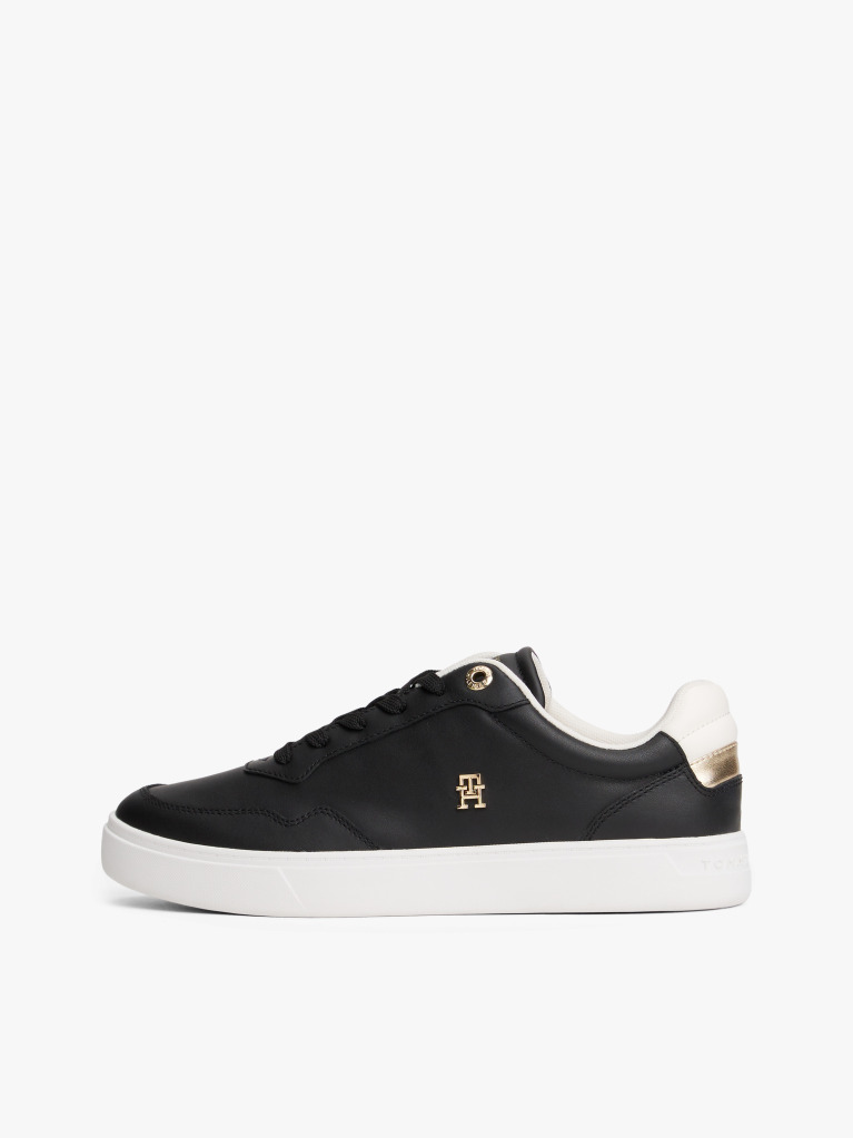 Μαύρο Δερμάτινα Sneakers Με Colour-Pop Λεπτομέρειες  Γυναίκες