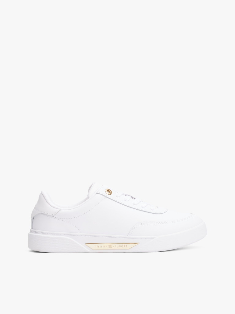 Άσπρο Δερμάτινα Sneakers Με Χρυσές Λεπτομέρειες  Γυναίκες