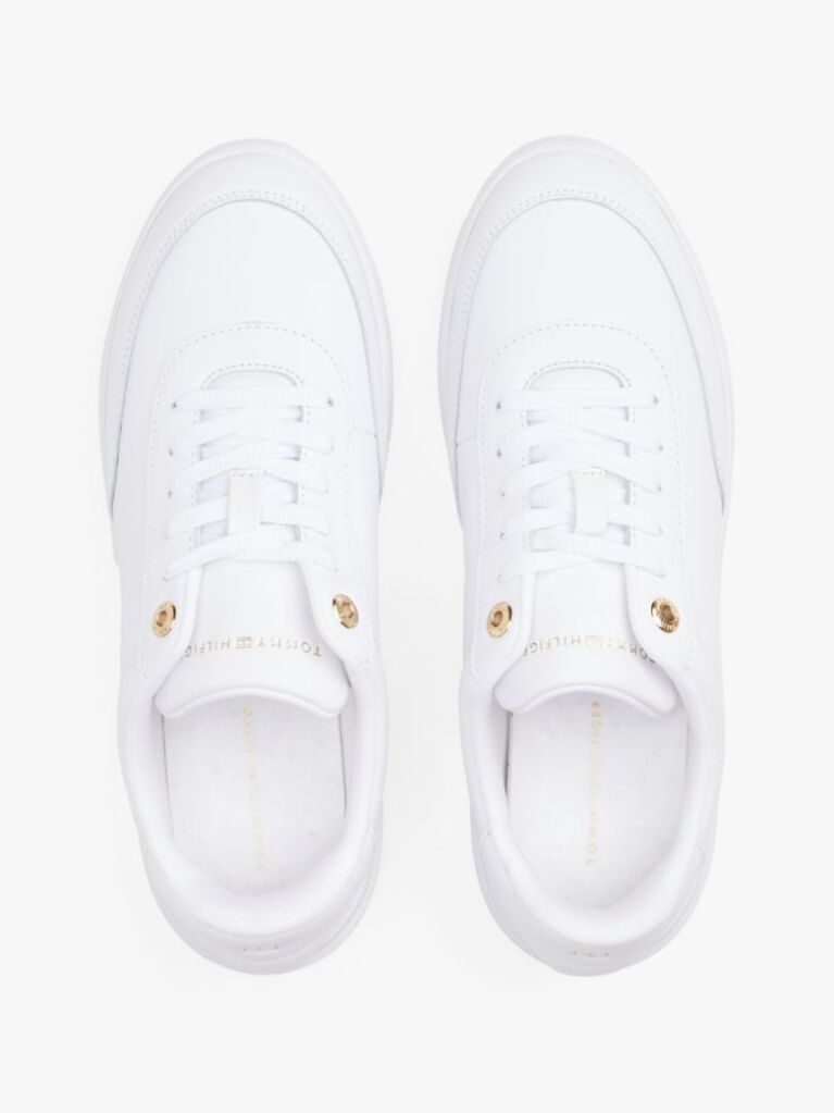 Άσπρο Δερμάτινα Sneakers Με Χρυσές Λεπτομέρειες  Γυναίκες