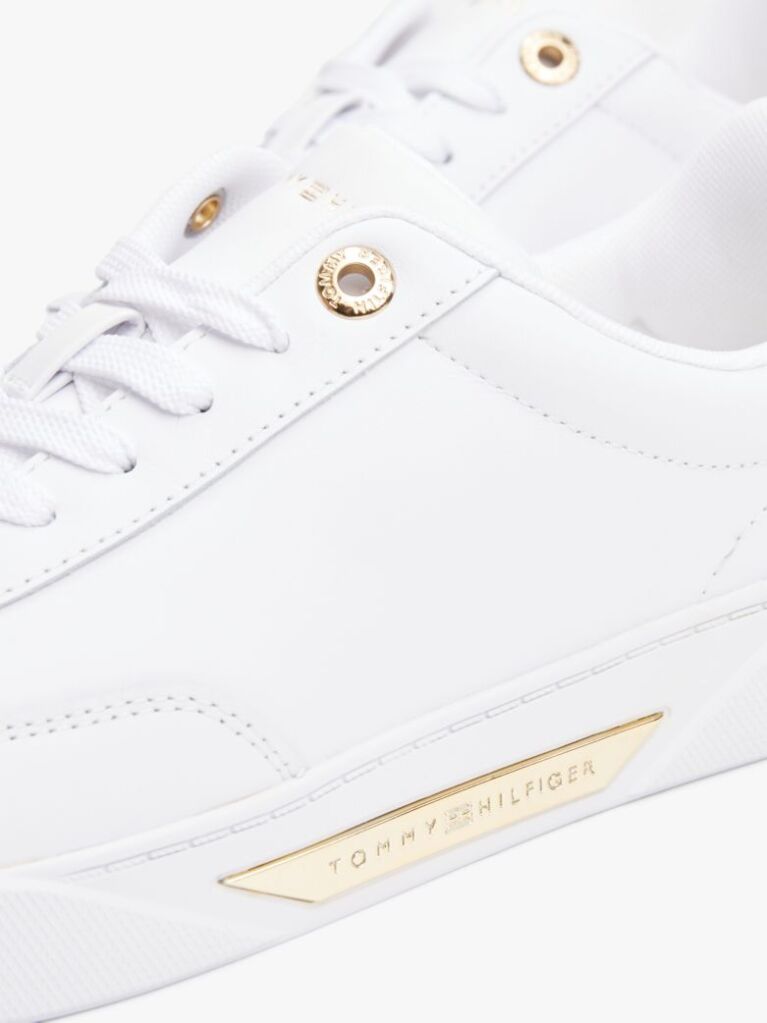 Άσπρο Δερμάτινα Sneakers Με Χρυσές Λεπτομέρειες  Γυναίκες