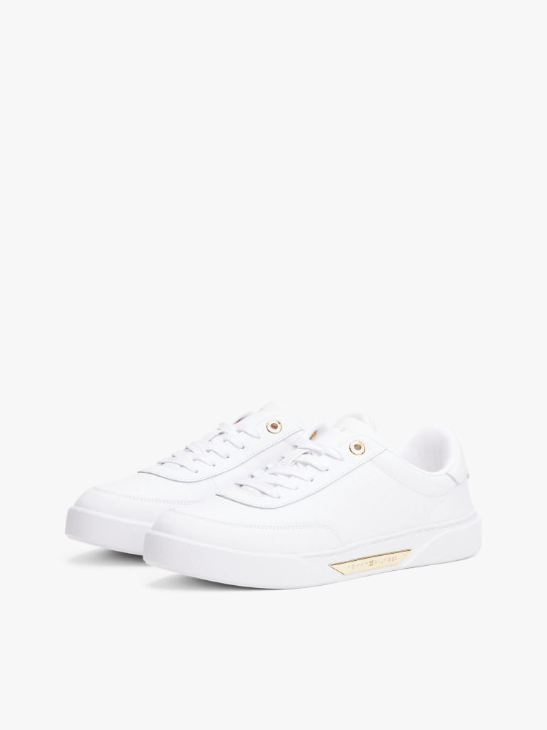 Άσπρο Δερμάτινα Sneakers Με Χρυσές Λεπτομέρειες  Γυναίκες