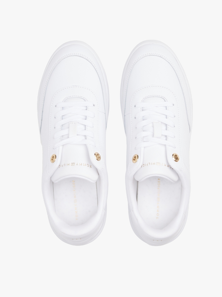 Άσπρο Δερμάτινα Sneakers Με Χρυσές Λεπτομέρειες  Γυναίκες