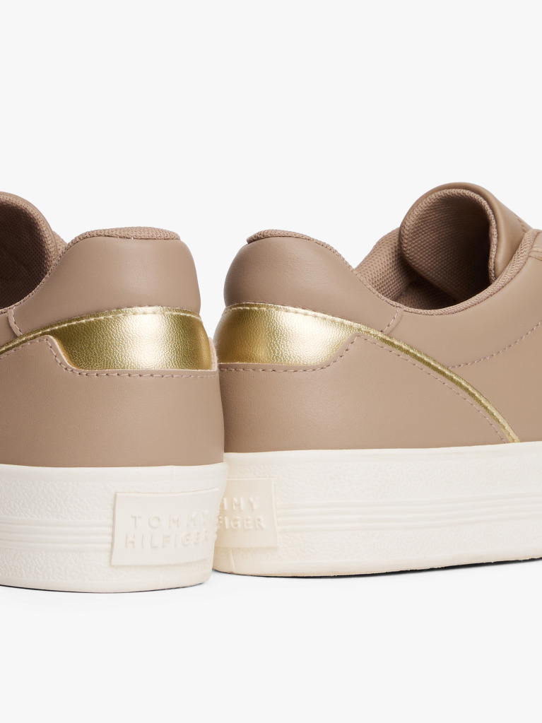 Beige Leather Chunky Sole Trainers  Women