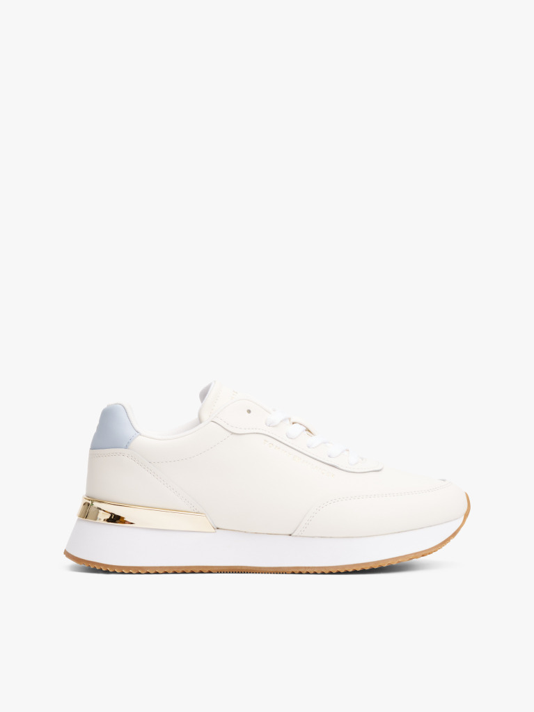 Multi Leather Gold-Tone Trim Fine Cleat Trainers  Women