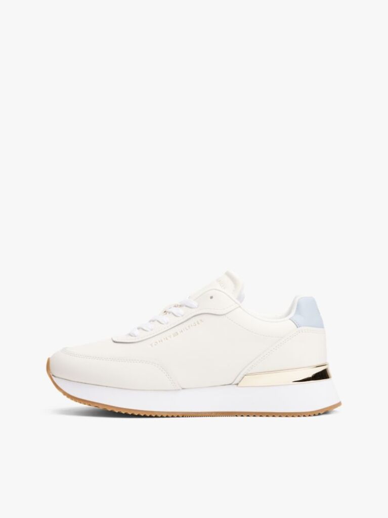 Multi Leather Gold-Tone Trim Fine Cleat Trainers  Women
