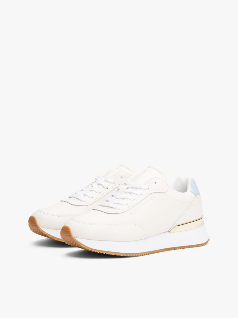 Multi Leather Gold-Tone Trim Fine Cleat Trainers  Women