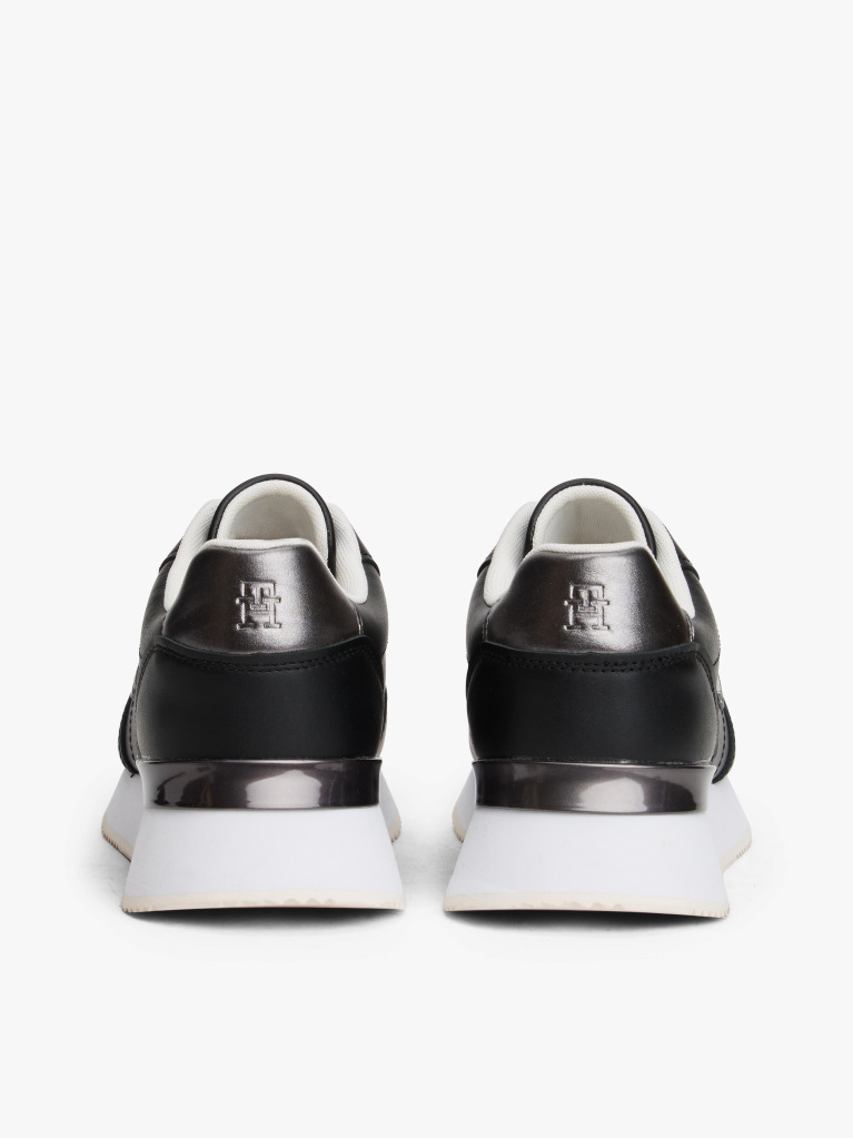 Black Leather Gold-Tone Trim Fine Cleat Trainers  Women