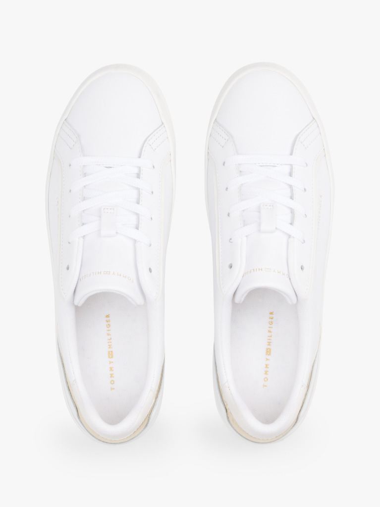 Άσπρο Δερμάτινα Sneakers Με Μεταλλικό Πάνελ  Γυναίκες
