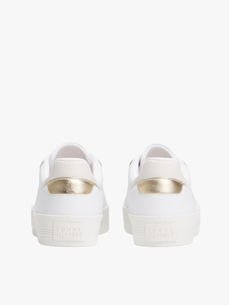 Άσπρο Δερμάτινα Sneakers Με Μεταλλικό Πάνελ  Γυναίκες