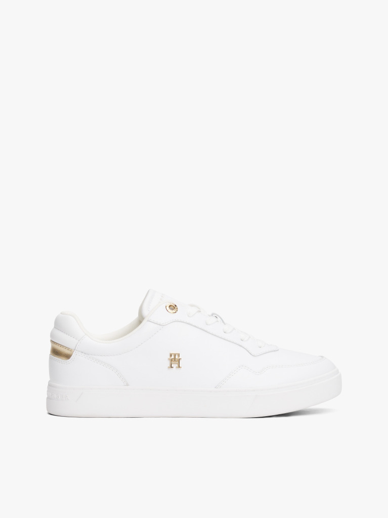 Άσπρο TH Monogram Δερμάτινα Sneakers  Γυναίκες