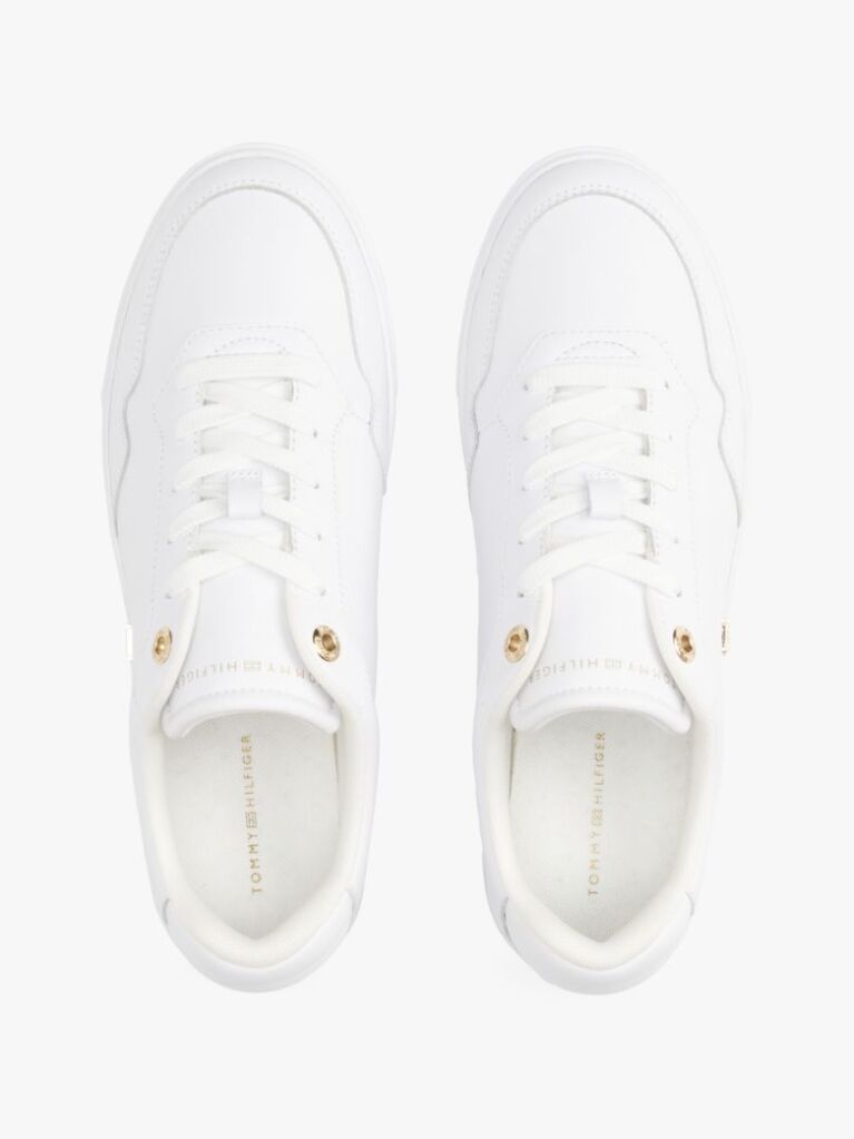 Άσπρο TH Monogram Δερμάτινα Sneakers  Γυναίκες