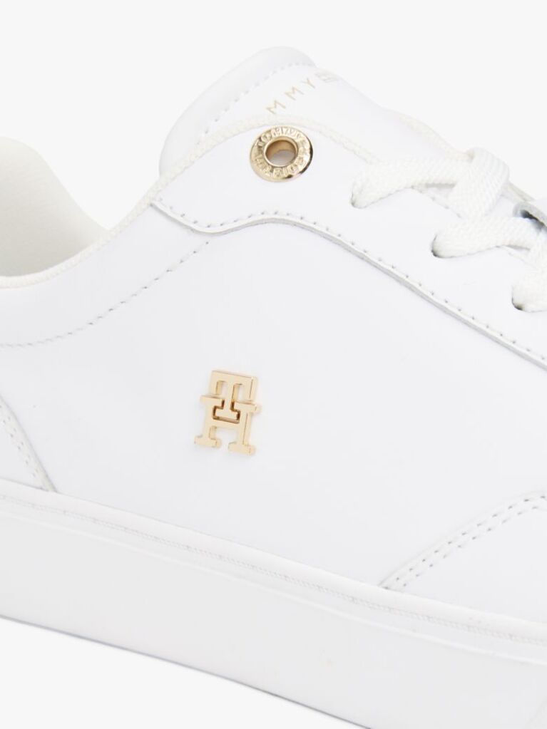 Άσπρο TH Monogram Δερμάτινα Sneakers  Γυναίκες