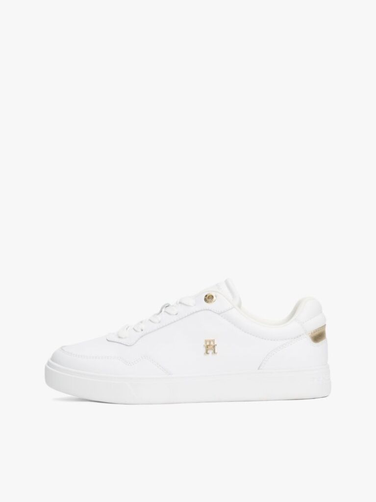 Άσπρο TH Monogram Δερμάτινα Sneakers  Γυναίκες