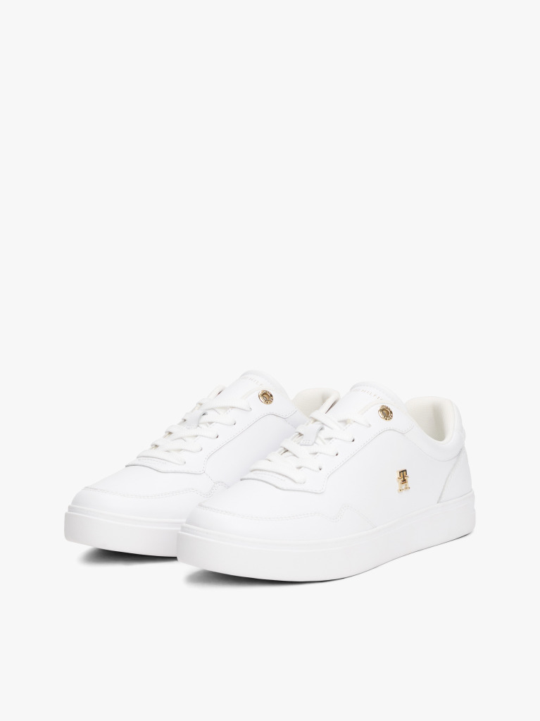 Άσπρο TH Monogram Δερμάτινα Sneakers  Γυναίκες