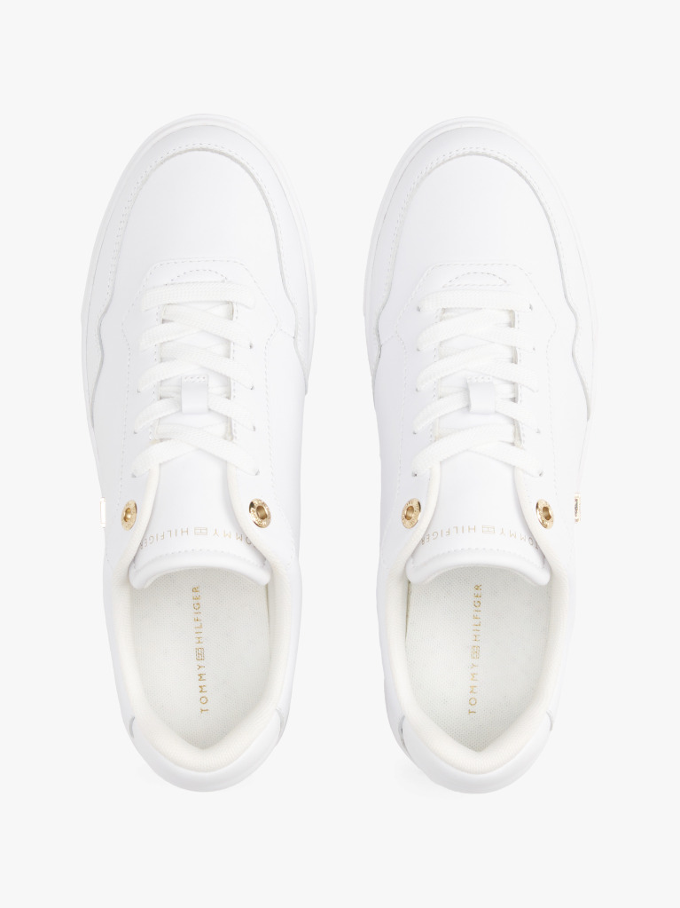 Άσπρο TH Monogram Δερμάτινα Sneakers  Γυναίκες