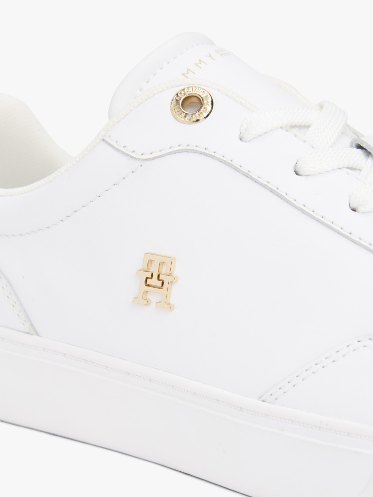 Άσπρο TH Monogram Δερμάτινα Sneakers  Γυναίκες