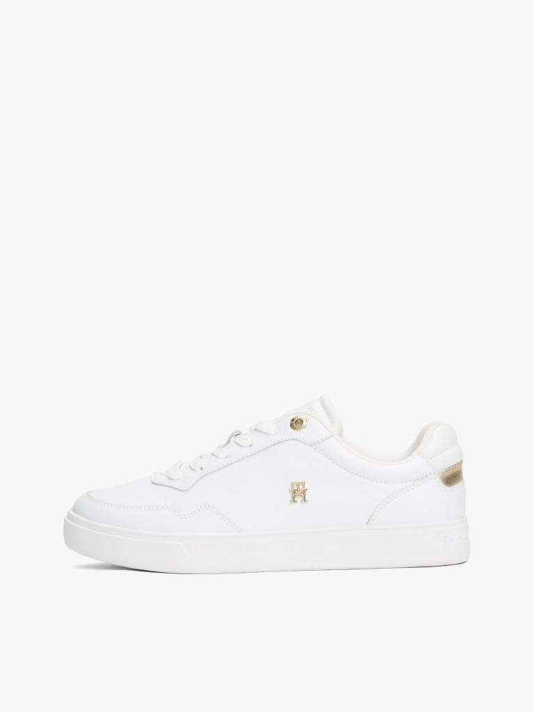 Άσπρο TH Monogram Δερμάτινα Sneakers  Γυναίκες