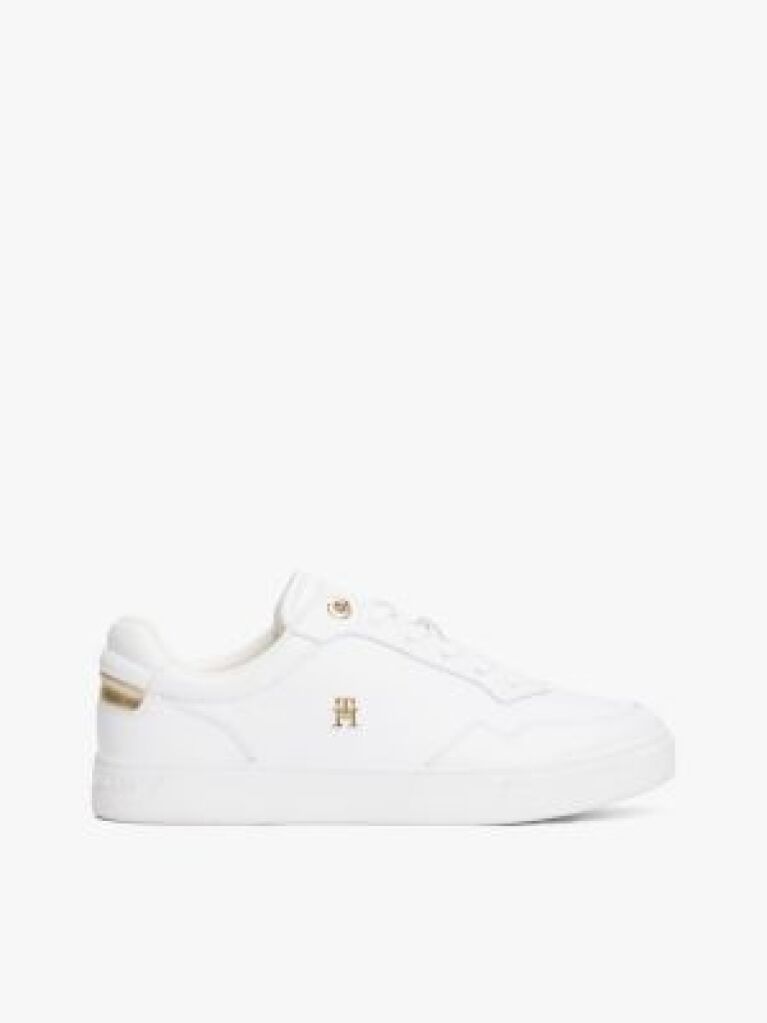 Άσπρο TH Monogram Δερμάτινα Sneakers  Γυναίκες