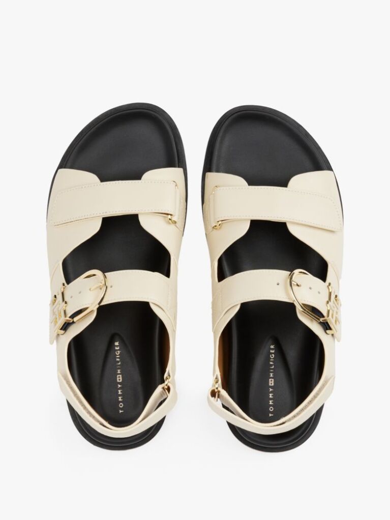 Beige TH Monogram Leather Cleat Sandals  Women