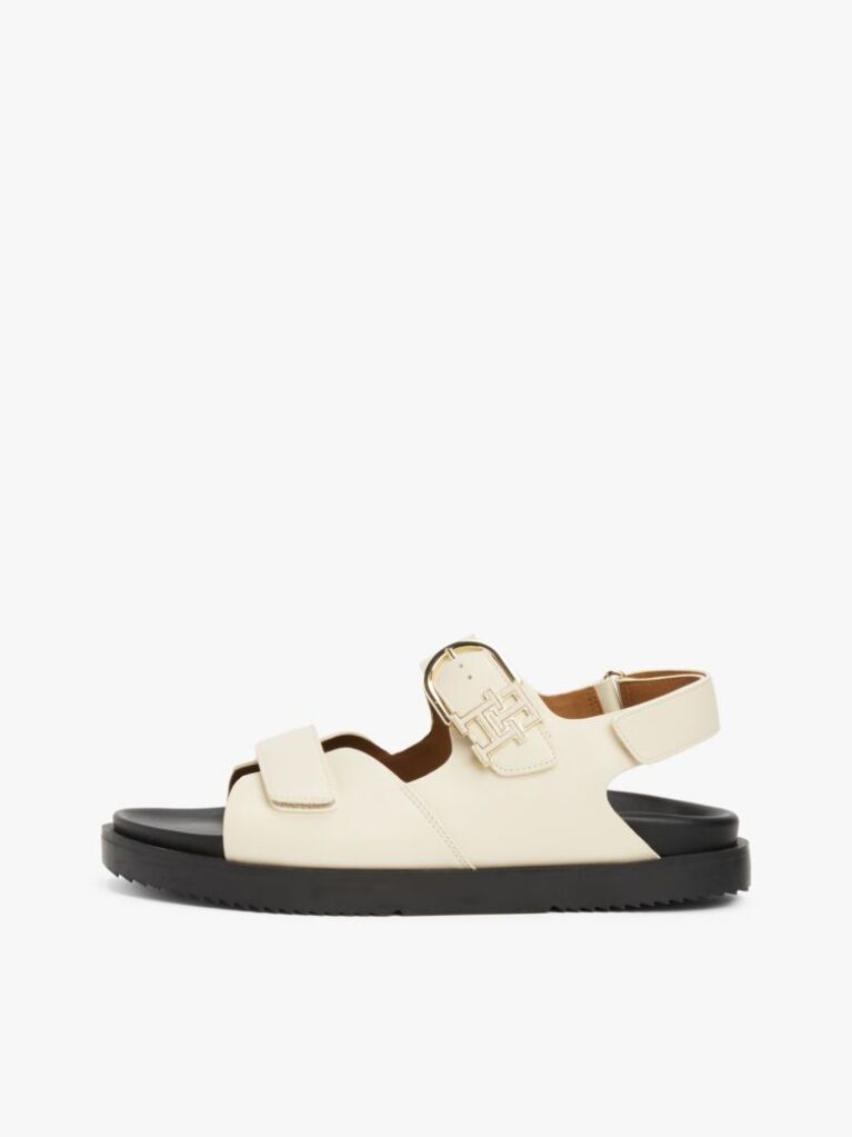 Beige TH Monogram Leather Cleat Sandals  Women