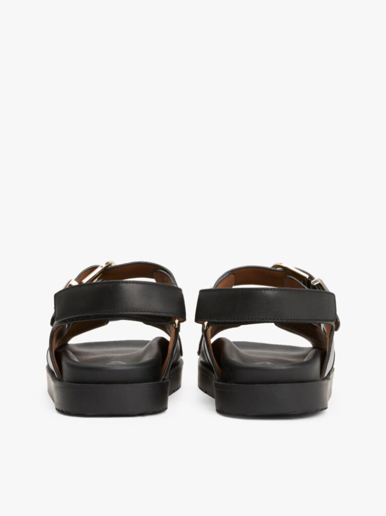Black TH Monogram Leather Cleat Sandals  Women