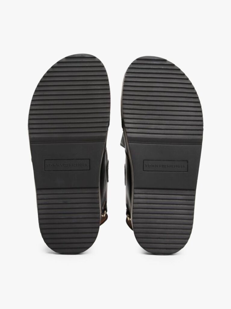 Black TH Monogram Leather Cleat Sandals  Women