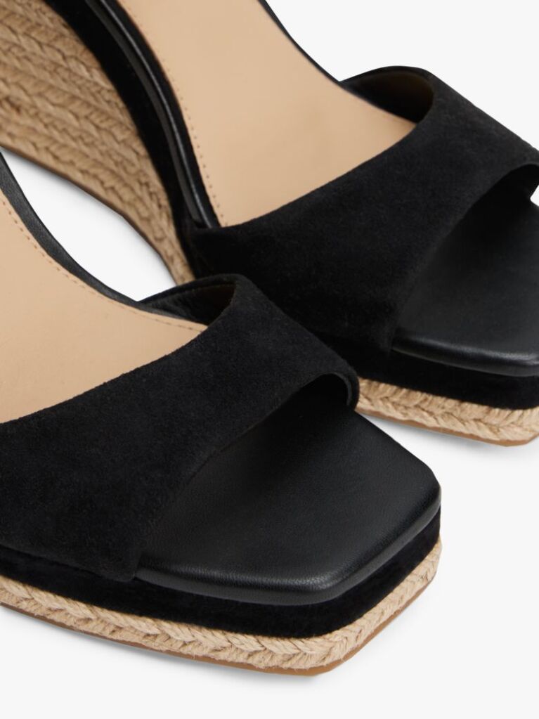 Black TH Monogram Leather Wedge Sandals  Women