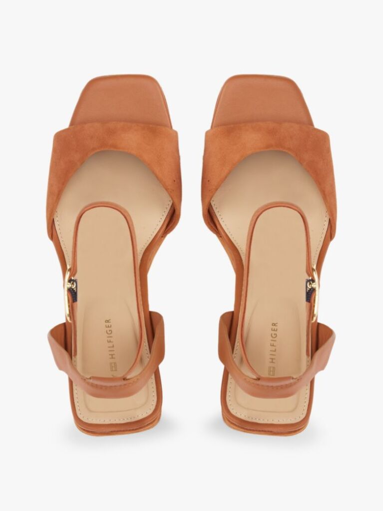Brown TH Monogram Leather Wedge Sandals  Women