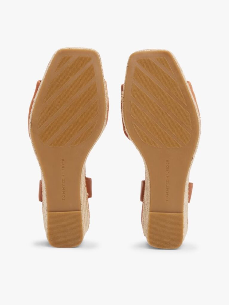 Brown TH Monogram Leather Wedge Sandals  Women