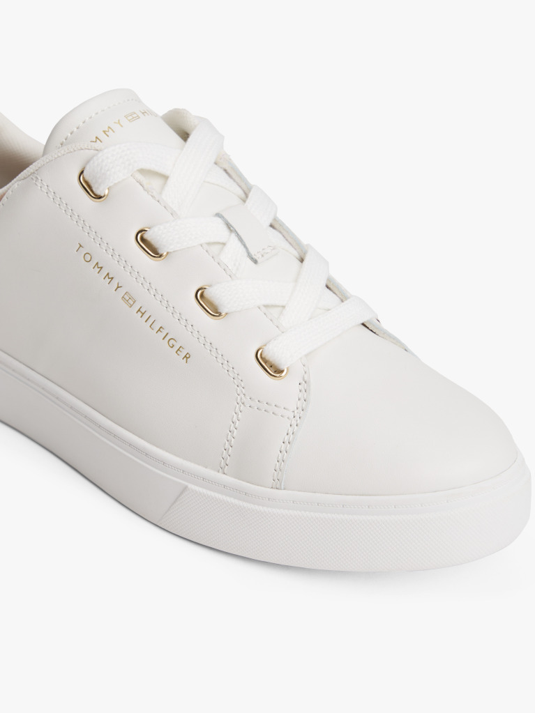Beige Leather Cupsole Trainers  Women