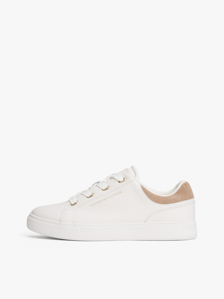 Beige Leather Cupsole Trainers  Women