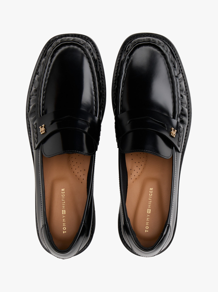 Μαύρο Δερμάτινα Loafers Με Τετράγωνη Μύτη  Γυναίκες