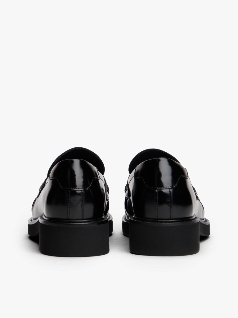 Μαύρο Δερμάτινα Loafers Με Τετράγωνη Μύτη  Γυναίκες