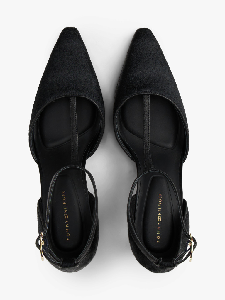 Black T-Bar Ankle Strap Stiletto Heels  Women