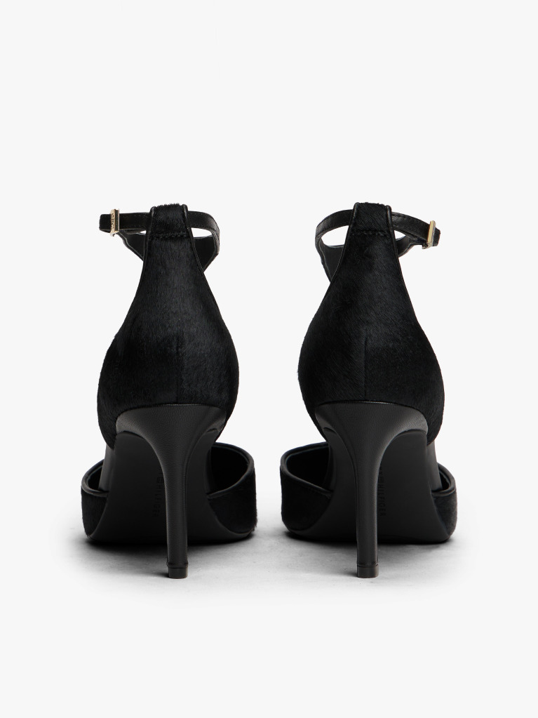 Black T-Bar Ankle Strap Stiletto Heels  Women